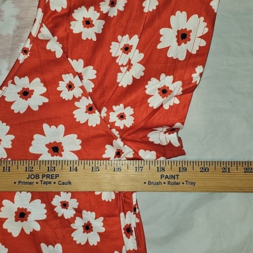 Red Floral Dress Size Small V Neck, Ruffle Sleeves, Pockets NWOT - Picture 9 of 12